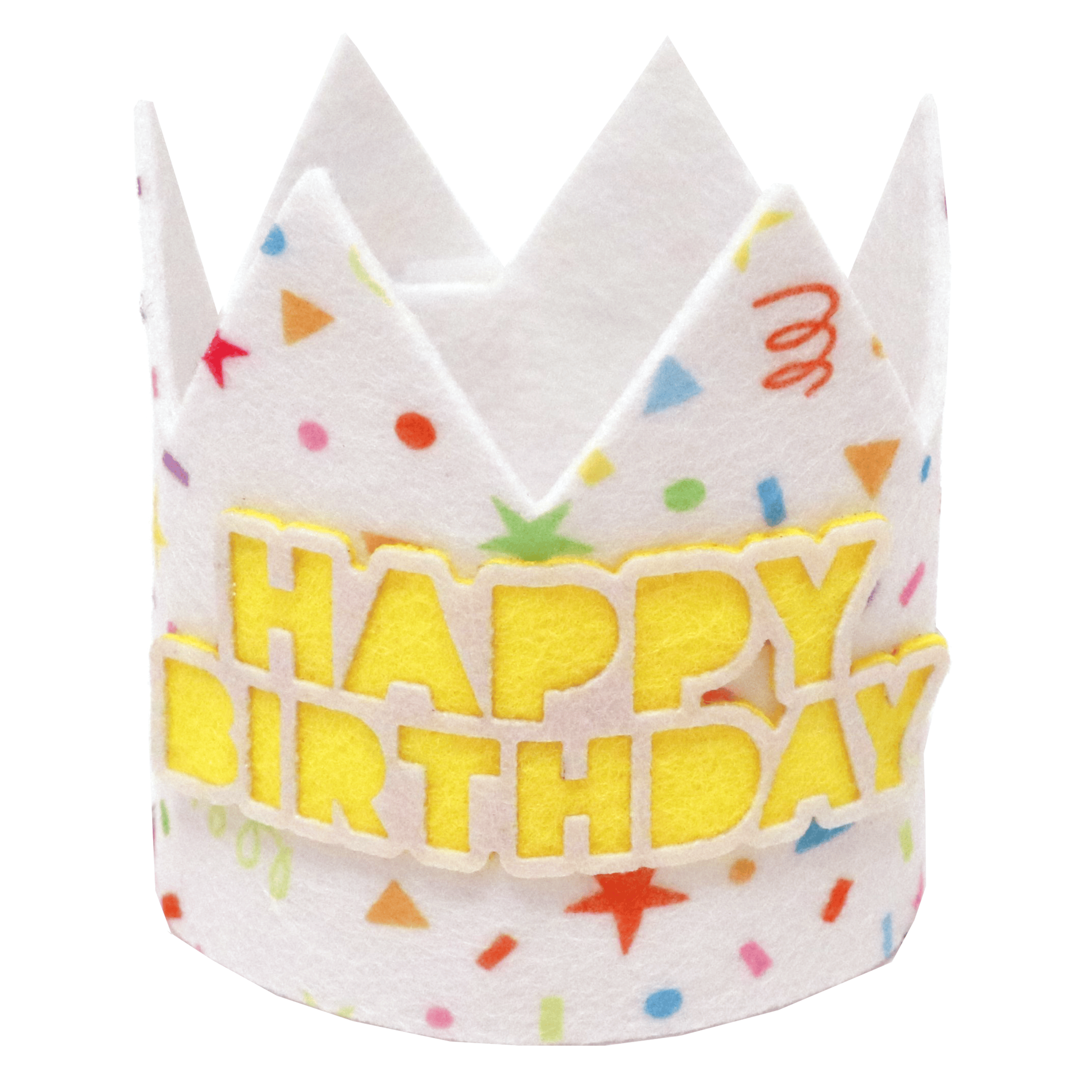 Colorful HB Confetti Felt Crown party hat by Pictura, decorated with bright confetti patterns, perfect for celebrations and festivities.